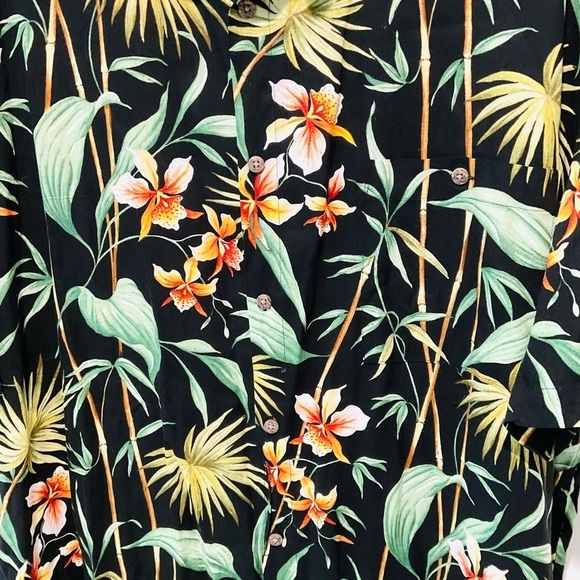 Vintage Island Shores Black Star Orchid Men’s Hawaiian Shirt Magnum PI Size XL🖤 - Picture 3 of 4